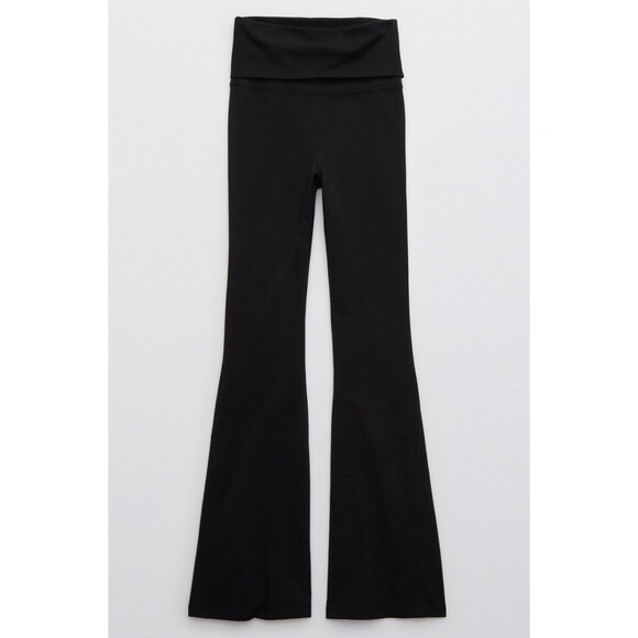 OFFLINE Aerie OG Super Flare Foldover‎ High Waisted Black Leggings SMALL NWT - Picture 13 of 13